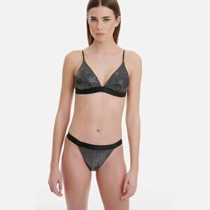 NWT Sugarfree metallic accent triangle bikini top & bikini bottom set